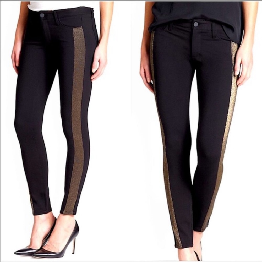 PAIGE Black and Gold Skinny Pants